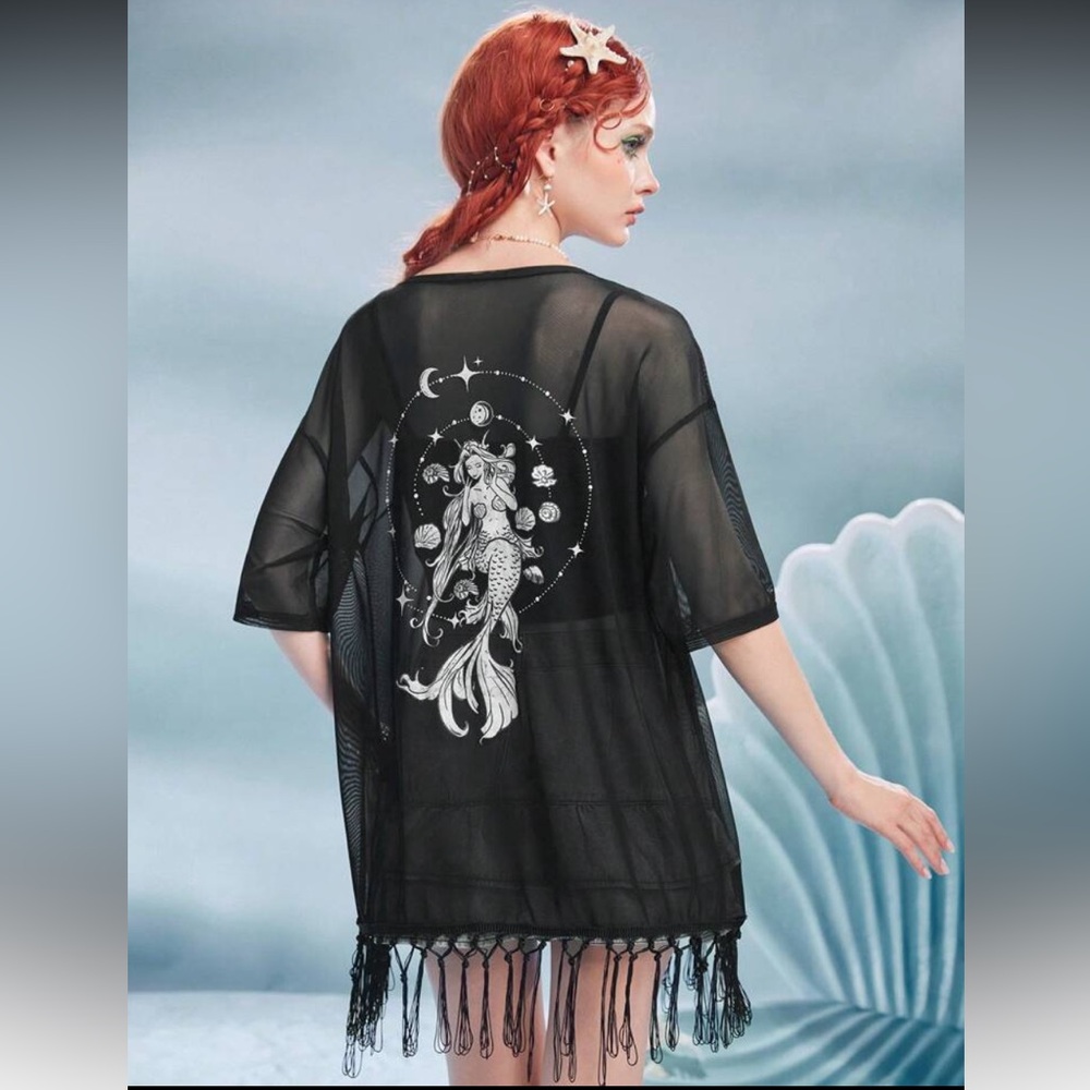 🌙ROMWE Black Sheer Mermaid Cover-Up🌙